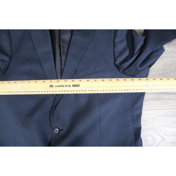 54L Hart Schaffner Marx Navy Wool 2-Piece Suit Trousers Jacket Pants 37 - Picture 7 of 15